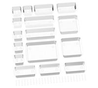 Newaner 16 pezzi Organizer cassetti, 5 misure Scatole Stoccaggio, antiscivolo cassetti impilabili, Cassetto Organizer design, per toletta, scrivania, bagno, cucina (trasparente)