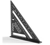 Newaner 180mm Squadra da Falegname, Righello Triangolare Metrico in Alluminio, Squadrette da combinata 45°-90°, quadrato carpentiere ad alta precisione per falegname, conciatetti, ingegnere (nero)