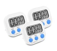 Newaner 3 Pezzi Timer da Cucina Digitale Bianco, Cronometro Conto Alla Rovescia con Supporto Magnetico Buco, Allarme Forte Grande Display LCD per Cottura al Forno Studio Allenamento Fisico