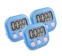 Newaner 3 Pezzi Timer da Cucina Digitale Blu, Cronometro Conto Alla Rovescia con Supporto Magnetico Buco, Allarme Forte Grande Display LCD per Cottura al Forno Studio Allenamento Fisico