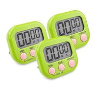 Newaner 3 Pezzi Timer da Cucina Digitale Verde, Cronometro Conto Alla Rovescia con Supporto Magnetico Buco, Allarme Forte Grande Display LCD per Cottura al Forno Studio Allenamento Fisico