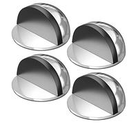 Newaner 4 pezzi fermaporta, fermaporta in acciaio inossidabile non perforato con paraurti in gomma, fermaporte per tutti i pavimenti duri per proteggere porte, pareti e mobili (argento)