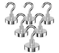 Newaner 6 Pezzi 25MM ganci magnetici 22KG forza, gancio magnetico staccabili potente ideale, ganci magnetici rotondi al neodimio per frigorifero da cucina, soffitto, griglia, medio