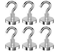 Newaner 6 pezzi 32MM ganci magnetici 34KG forza, gancio magnetico staccabili potente ideale, ganci magnetici rotondi al neodimio per frigorifero da cucina, soffitto, griglia, grande