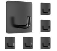 Newaner 6 Pezzi Ganci Adesivi, Ganci Portasciugamani Ganci Termoarredo Bagno in Acciaio Inox, Gancio Appendiabiti da Parete Autoadesivo, Senza Forare, per Cucina e Bagno Ufficio (Nero)