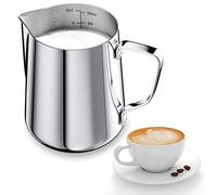 Newaner 600ml Bricco Latte Professionale per Montalatte Inossidabile 304, Lattiera con Segno di Misurazione 21oz, Lattiera Mucca per Cappuccino, Espresso, Latte Art, Perfetta per Gli Amanti del Caffè