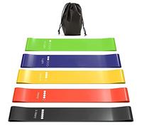 Newaner Elastici Fitness Bande, Banda Elastica Fasce 5 Livelli Resistenza di Lattice Naturale per Allenamento di Forza, Pilates, Bodybuilding, Yoga【Con Istruzioni Per Esercizi E Borsa Trasporto】