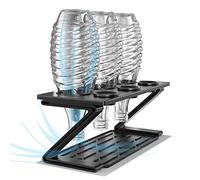 Newaner Supporto flash per Sodastream, 3 scolapiatti con vaschetta raccogligocce rimovibile e porta coperchio, scolapiatti per bottiglie Soda Stream Crystal ed Emil, rifiutarsi di graffiare (nero)