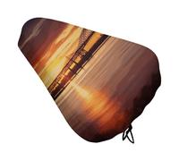Newark Bay Bridge and Sunset Bike Seat Cover morbida imbottita per bici da uomo e donna comfort, coprisella impermeabile per bici da strada con coulisse di ricambio cuscino per supporto