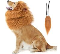 NEWBEA Costume da criniera da leone per cani, parrucca realistica e divertente per cani di taglia media e grande, criniera per Halloween (coda marrone)