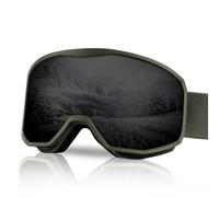 NewBEP Occhiali da sci e snowboard, protezione UV, anti-appannamento, per attività all'aperto, occhiali da sci OTG, per uomini, donne, ragazzi (montatura verde, lenti nere)