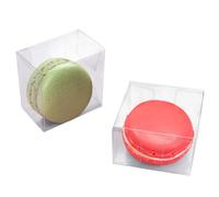 Newbested Confezione da 100 scatole in plastica trasparente per macaron, cioccolato, caramelle, biscotti, palline di malto, mini scatole regalo per San Valentino, feste di nozze, baby shower (5,51 cm