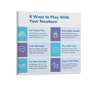 Newborn Development Guide Poster - Sensory Play Activities Canvas Wall Art for Nursery or Baby Room(Framed,12x18inch(30x45cm))