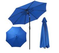 NEWBULIG ZYS-LS - Ombrello da esterno con pulsante di inclinazione e manovella, protezione UV, impermeabile, per giardino, terrazza, cortile, piscina, spiaggia sabbiosa, blu