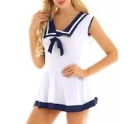 NewBull Lingerie Costume sexy da marinaio per donna vestito da marinaio di Halloween Costume da donna Carnevale divertente costumi da studentessa Cosplay collo blu gonna uniforme