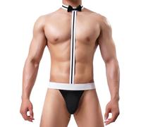 NewBull Mankini Borat Costume da bagno da uomo sexy costume perizoma a V Sling Regalo novità Lingerie Costume Babbo Natale per Halloween Natale, Nero , Taglia unica