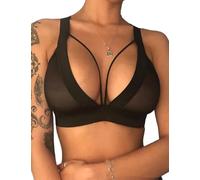 NewBull Reggiseno da donna comodo senza ferretto elastico sottile per modellare il corpo, Nero , S