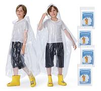 Newbyinn Poncho usa e getta per bambini da 4 pezzi, poncho portatile per escursioni per bambini, impermeabile e più pesante con coulisse, adatto per ragazzi e ragazze