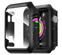NEW'C 2 Pezzi Cover + Pellicola Prottetiva per Apple Watch Series 3/2/1 38mm - Custodia HD con protezione in vetro temperato integrata per Apple Watch 38mm Series 1/2/3 - Nera