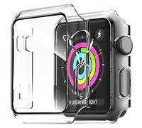 NEW'C 2 Pezzi Cover + Pellicola Prottetiva per Apple Watch Series 3/2/1 38mm - Custodia HD con protezione in vetro temperato integrata per Apple Watch 38mm Series 1/2/3 - Trasparente