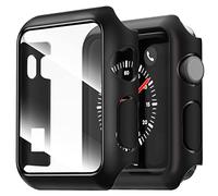 NEW'C 2 Pezzi Cover + Pellicola Prottetiva per Apple Watch Series 3/2/1 42mm - Custodia HD con protezione in vetro temperato integrata per Apple Watch 42mm Serie 3/2/1 - Nera