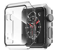 NEW'C 2 Pezzi Cover + Pellicola Prottetiva per Apple Watch Series 3/2/1 42mm - Custodia HD con protezione in vetro temperato integrata per Apple Watch 42mm Serie 3/2/1 - Trasparente