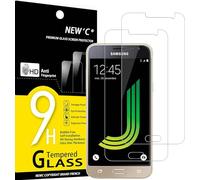 NEW'C 2 Pezzi, Vetro Temperato per Samsung Galaxy J3 2016, Pellicola Prottetiva Anti Graffio, Anti-Impronte, Senza Bolle, Durezza 9H, 0,33mm Ultra Trasparente, Ultra Resistente