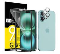 NEW'C 2 x Pellicola Vetro Temperato per iPhone 16 (6,1 pollici) e 2 x Pellicola Vetro Protettiva Fotocamera Posteriore per iPhone 16 - Ultra Resistente - Strumento di facile installazione incluso