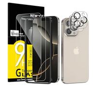 NEW'C 2 x Pellicola Vetro Temperato per iPhone 16 Pro (6,3 pollici) e 2 x Pellicola Vetro Protettiva Fotocamera Posteriore - Ultra Resistente - Strumento di facile installazione incluso