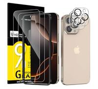 NEW'C 2 x Pellicola Vetro Temperato per iPhone 16 Pro Max (6,9 pollici) e 2 x Pellicola Vetro Protettiva Fotocamera Posteriore per iPhone 16 Pro Max - Strumento di facile installazione incluso