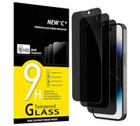 NEW'C 3 Pezzi, Pellicola Protettiva Privacy per iPhone 14 Pro (6,1 Pollici), Angolo di Privacy 28 Gradi Migliorato, Durezza Ultra Resistente 9H, Senza Bolle