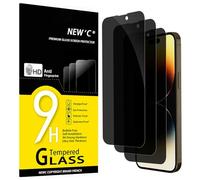 NEW'C 3 Pezzi, Pellicola Protettiva Privacy per iPhone 14 Pro Max (6,7 Pollici), Angolo di Privacy 28 Gradi Migliorato, Durezza Ultra Resistente 9H, Senza Bolle