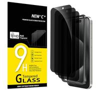 NEW'C 3 Pezzi, Pellicola Protettiva Privacy per iPhone 15 Pro Max (6,7 Pollici) vetro Temperato Anti-Spionaggio, Angolo di Privacy 28 Gradi Migliorato - Strumento di facile installazione incluso