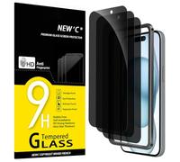 NEW'C 3 Pezzi, Pellicola Protettiva Privacy per iPhone 16 Plus,15 Plus (6,7 Pollici) vetro Temperato Anti-Spionaggio, Angolo di Privacy 28 Gradi Migliorato - Strumento di facile installazione incluso