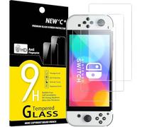 NEW'C 3 Pezzi, Vetro Temperato per Nintendo Switch (modello OLED), Pellicola Prottetiva Anti Graffio, Anti-Impronte, Senza Bolle, Durezza 9H, 0,33mm Ultra Trasparente, Ultra Resistente