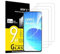NEW'C 3 Pezzi, Vetro Temperato per Oppo Reno 6 5G, Pellicola Prottetiva Anti Graffio, Anti-Impronte, Senza Bolle, Durezza 9H, 0,33mm Ultra Trasparente, Ultra Resistente