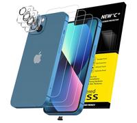 NEW'C 3 x Pellicola Vetro Temperato per iPhone 13 (6,1 Pollici) e 3 x Pellicola Vetro Protettiva Fotocamera Posteriore +Tappo Antipolvere - Vetro Durezza 9H - Ultra resistente - Trasparente HD