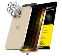NEW'C 3x Pellicola Protettiva Privacy per iPhone 13 Pro Max (6,7 Pollici)e 3x Pellicola Vetro Protettiva Fotocamera Posteriore+Tappo Antipolvere-Angolo di Privacy 28 Gradi Migliorato-Ultra resistente