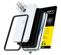 NEW'C 3x Pellicola Protettiva Privacy per iPhone 15 (6,1 Pollici) e 3x Pellicola Vetro Protettiva Fotocamera Posteriore-Strumento di installazione semplice incluso + Tappo Antipolvere-Ultra resistente