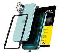 NEW'C 3x Pellicola Protettiva Privacy per iPhone 16 Plus (6,7") e 3x Pellicola Vetro Protettiva Fotocamera Posteriore+Tappo Antipolvere-Strumento di installazione semplice-Angolo di privacy di 28°