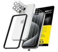 NEW'C 3x Pellicola Vetro Temperato per iPhone 15 Pro (6,1") e 3x Pellicola Vetro Protettiva Fotocamera Posteriore+Tappo Antipolvere-Strumento di installazione semplice incluso-Ultra resistente