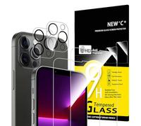 NEW'C 4 Pezzi, 2 x Pellicola Vetro Temperato per iPhone 13 Pro e 2 x Pellicola Protettiva Fotocamera Posteriore per iPhone 13 Pro -Antigraffio - Ultra Resistente - Durezza 9
