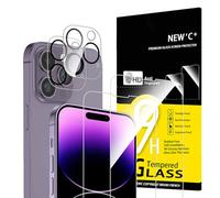 NEW'C 4 Pezzi, 2 x Pellicola Vetro Temperato per iPhone 14 Pro Max (6,7") e 2 x Pellicola Vetro Protettiva Fotocamera Posteriore per iPhone 14 Pro Max (6,7")-Ultra Resistente-Vetro Durezza 9H