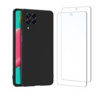 NEW'C Cover per Samsung Galaxy M53 5G + 2x Pellicole Vetro Temperato | Cover Nero + 2x Pellicole Schermo, 6,7 Pollici, Non compatibile con: Samsung Galaxy A53 5G, Durezza 9H, Antigraffio, Antiurto