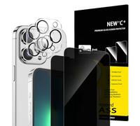 NEW'C Pellicola Vetro Privacy per iPhone 13 Pro Max, Protezione Fotocamera | Set da 4, 2x Vetri Temperati + 2x Protezioni Fotocamera, Durezza 9H, Privacy 28°