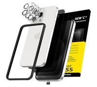 NEW'C Pellicola Vetro Privacy per iPhone 15 Pro Max, Protezione Fotocamera | Set da 6, 3x Vetri Temperati + 3x Protezioni Fotocamera, Nero, Vetro Privacy, Kit Installazione Incluso, Privacy 28°