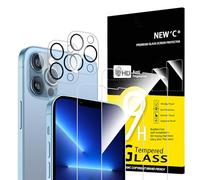 NEW'C Set di 4, 2 x vetro temperato per iPhone 13 Pro Max e 2 x protezione per fotocamera posteriore, anti graffio, senza bolle d'aria, ultra resistente, durezza 9H Glass