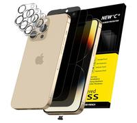NEW'C Vetri Temperati per iPhone 14 Pro Max + Protezione Fotocamera | Set da 6, 3x Pellicola Privacy + 3x Protezioni Fotocamera, Nero, Vetro Temperato, Privacy 28°