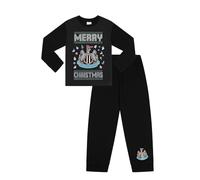 Newcastle United Football Club, pigiama lungo da uomo e bambino, con scritta "Merry Christmas", Nero , 12-13 Years
