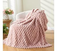 NEWCOSPLAY Coperta morbidissima in pile di flanella setosa di prima qualità, con nuvole 3D, elegante e leggera, per tutte le stagioni, 350 g/m² (rosa, copriletto, 127 x 152 cm)